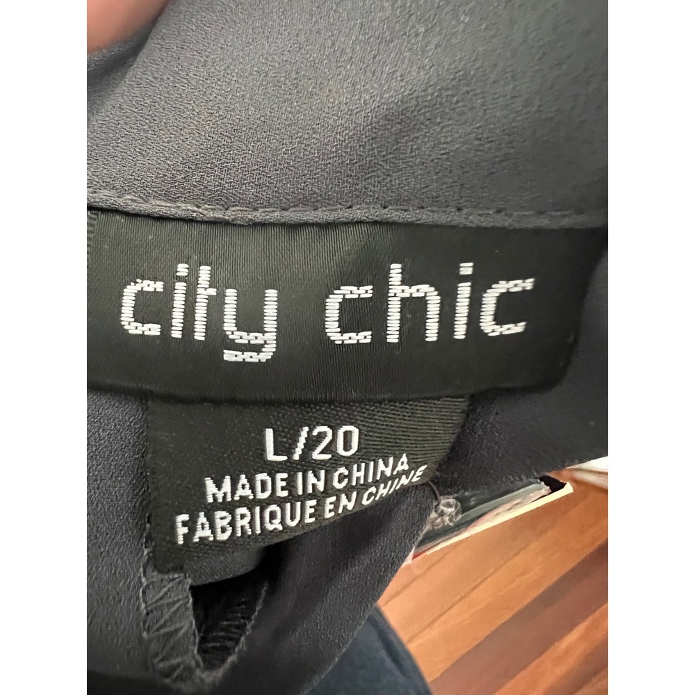 NWT City Chic Tunic Neck Tie Dress Slate Grey Long Sleeve Bow Neck 00204369 L 20 - Picture 5 of 6